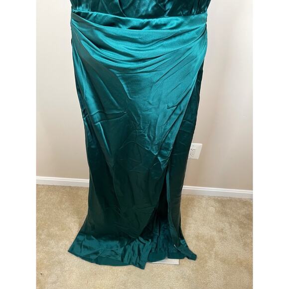 The Sei Silk Forest Green Asymmetric Halter Maxi Dress Size 0 - Picture 5 of 8